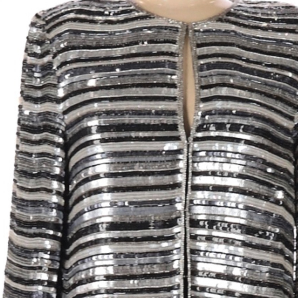 Scala Vintage Sequin Black & Silver Trophy Jacket - Picture 5 of 8